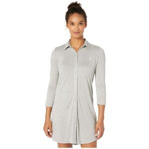 Ralph Lauren Polka-Dot Cotton Jersey Sleep Shirt Gray Size Large